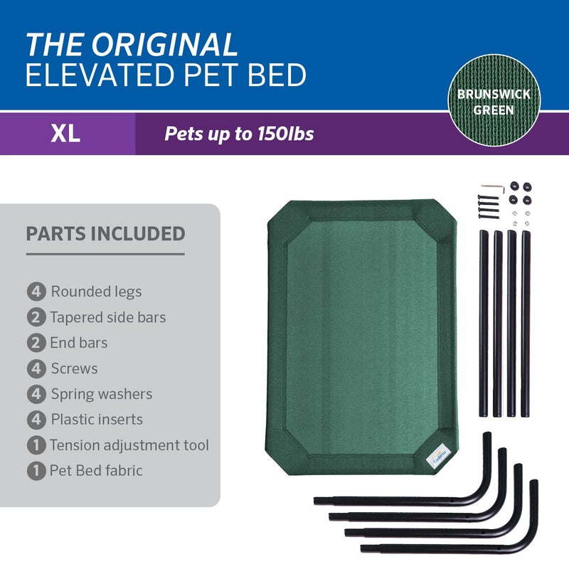 Coolaroo Original Elevated Dog Bed - Breathable Off-The-Ground Pet Bed with Cooling Fabric, Joint Relief & Moisture-Resistant Fabric, 100% Recyclable, Easy Clean, Brunswick Green, Extra Large - Image 4